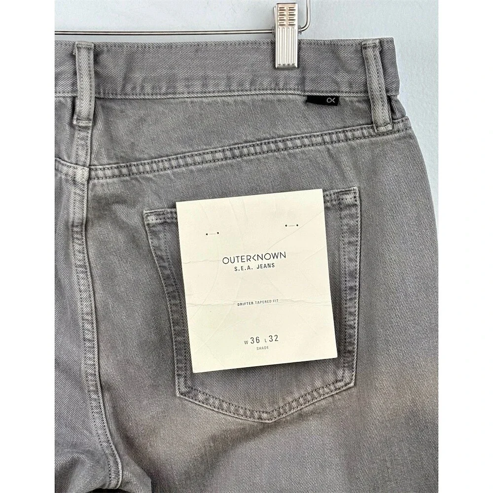 Outerknown S.E.A. Jeans Mens 36x32 Gray Drifter Tapered Fit Denim Fair